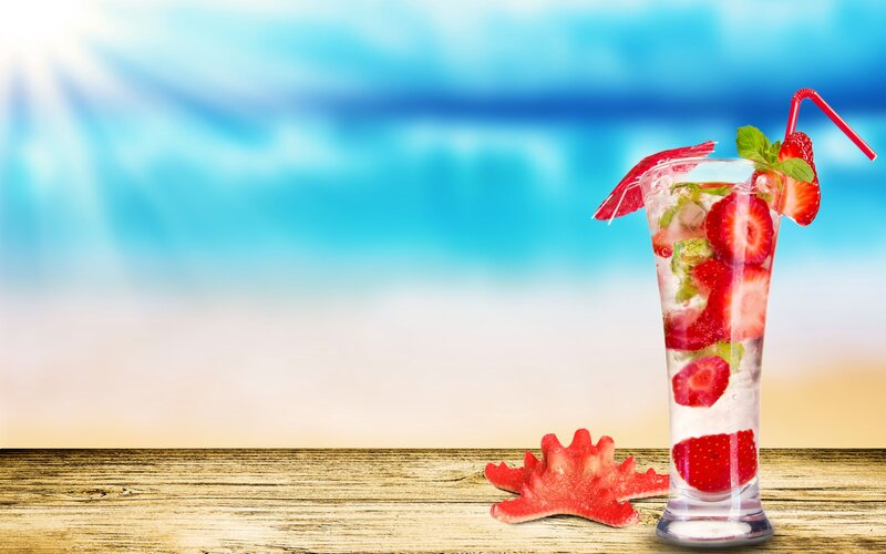 Strawberry Drink on Wood