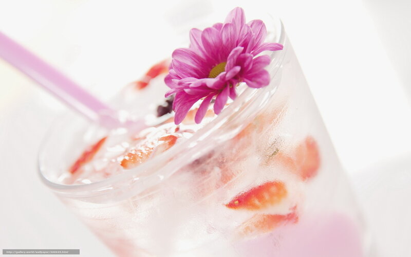 Strawberry Drink with Flower — Pink, Refreshing
