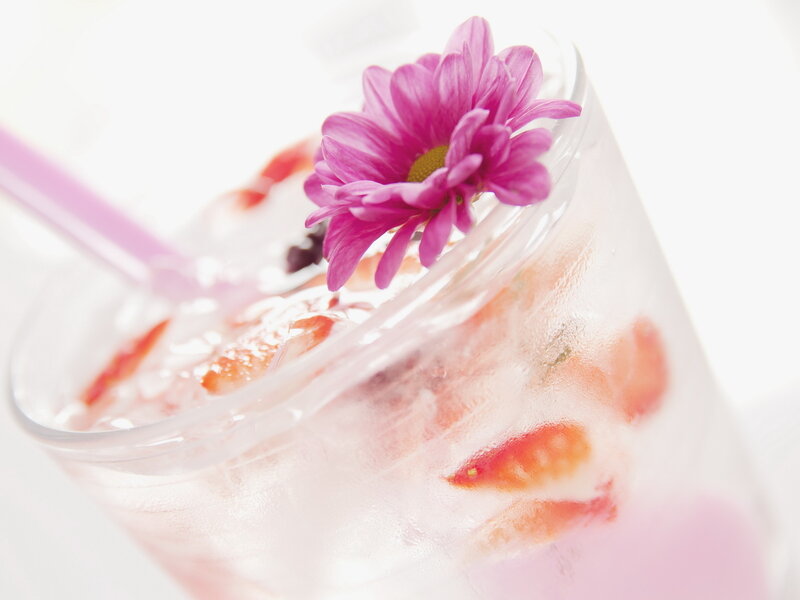 Strawberry Drink with Flower — Pink
