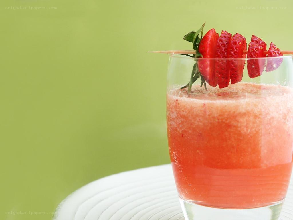 strawberry drink with garnish