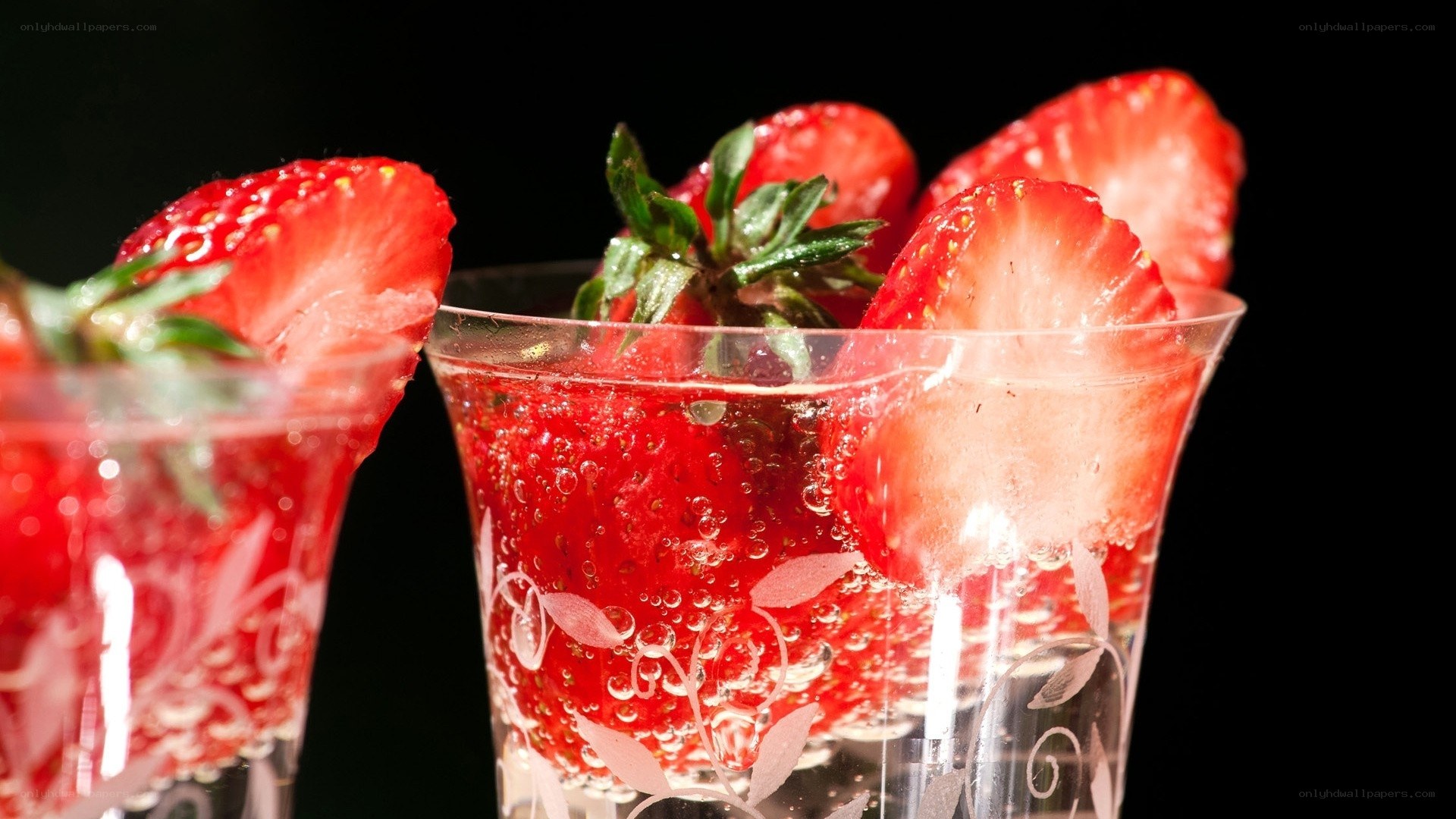 strawberry drinks in glasses