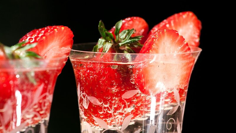 Strawberry Drinks in Glasses — Red, Dramatic, Photograph