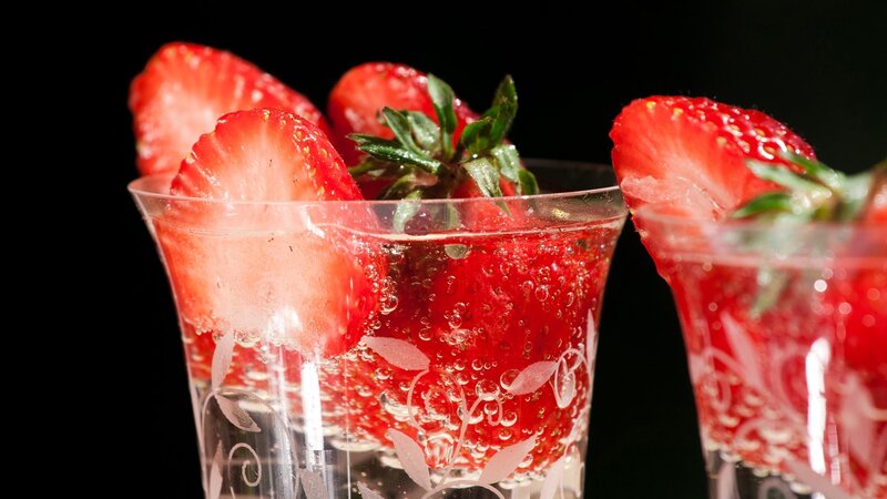 strawberry drinks in glasses