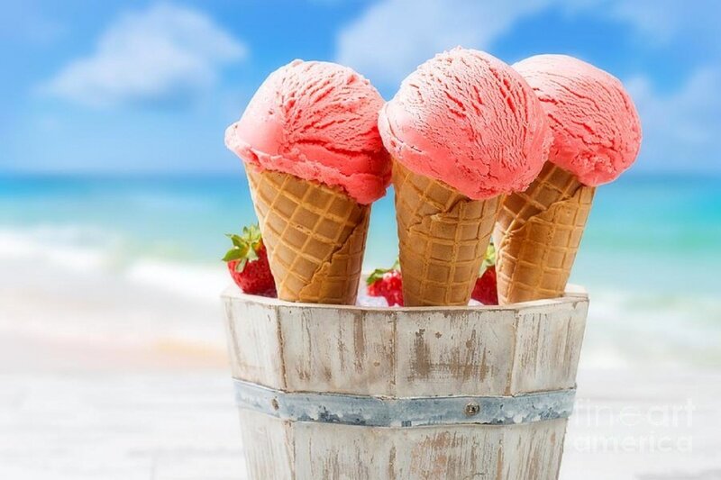 Strawberry Ice Cream Cones — Pink