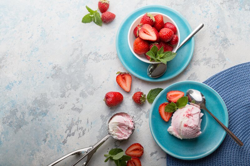 Strawberry Ice Cream Dessert — Blue