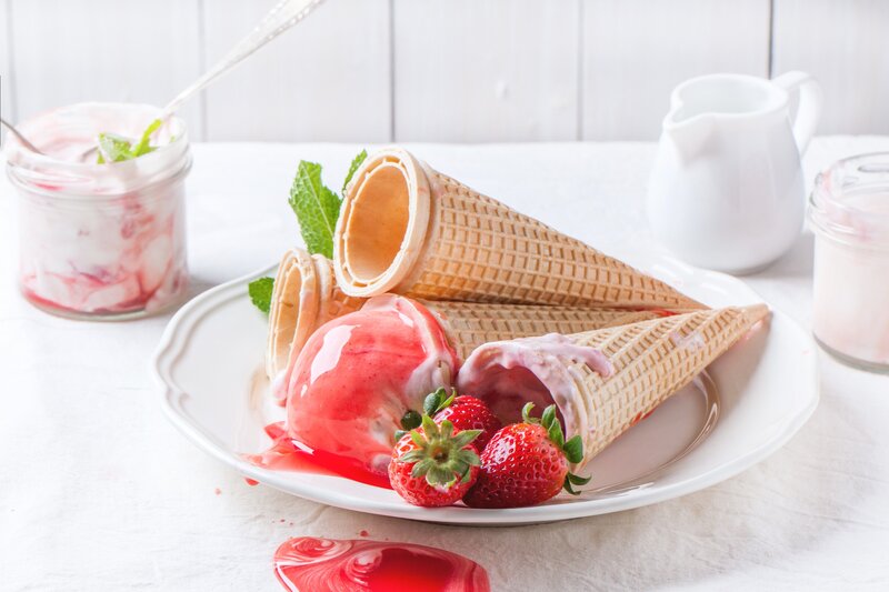 Strawberry Ice Cream Dessert — White