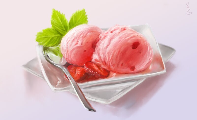 Strawberry Ice Cream — Pink, Refreshing, Digital Art
