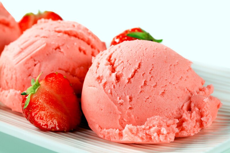 Strawberry Ice Cream Scoops — Pink, Fresh