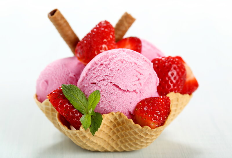 Strawberry Ice Cream Sundae — Pink, Fresh