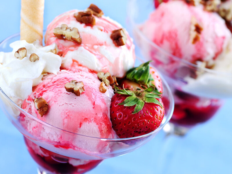 Strawberry Ice Cream Sundae — Pink, Refreshing