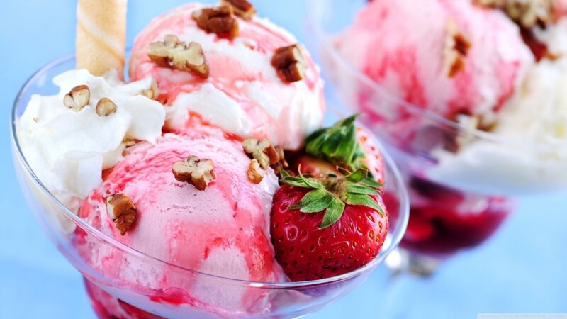 Strawberry Ice Cream Sundae — Pink, Sweet