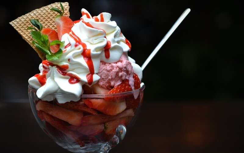 Strawberry Ice Cream Sundae — Red, Appetizing