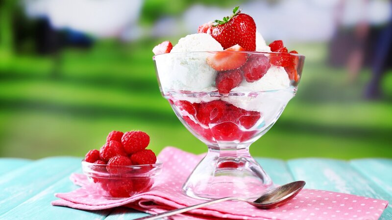 Strawberry Ice Cream Sundae — Red, Refreshing