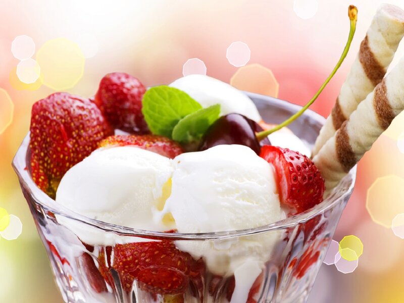 Strawberry Ice Cream Sundae — Red, Sweet
