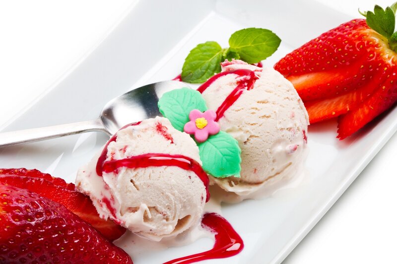 Strawberry Ice Cream — White, Fresh