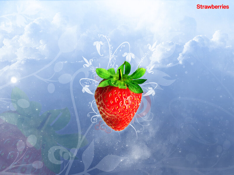 strawberry in a dreamy sky