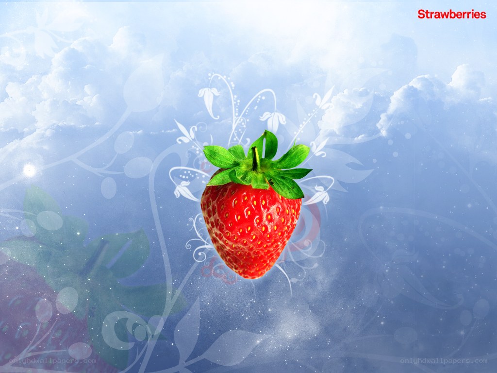 strawberry in a dreamy sky