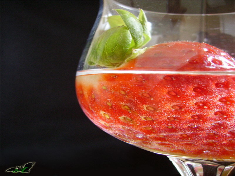 strawberry in a glass