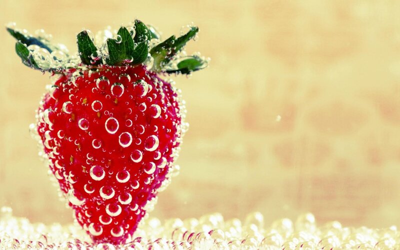 Strawberry in Carbonated Liquid
