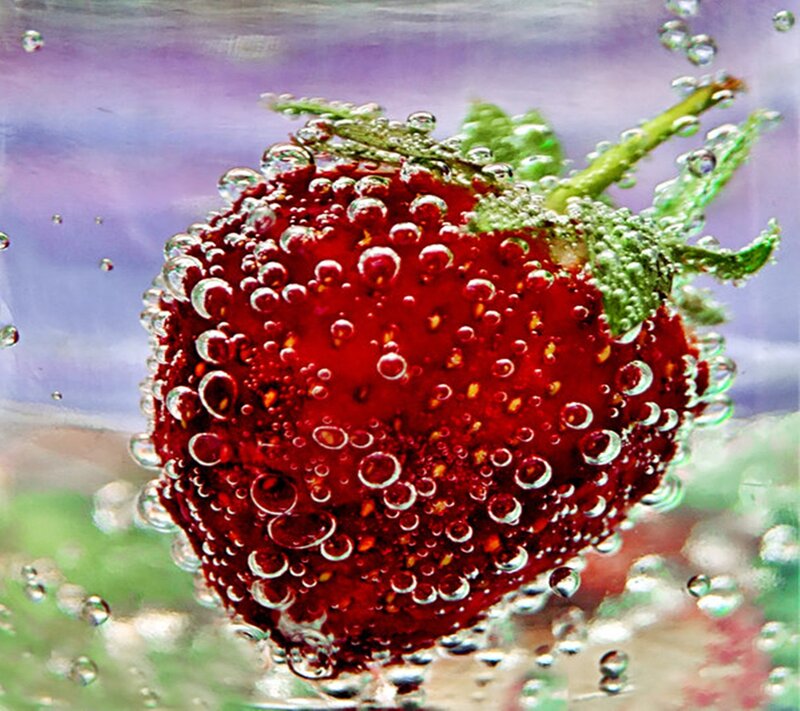 Strawberry in Carbonated Water — Red, Refreshing