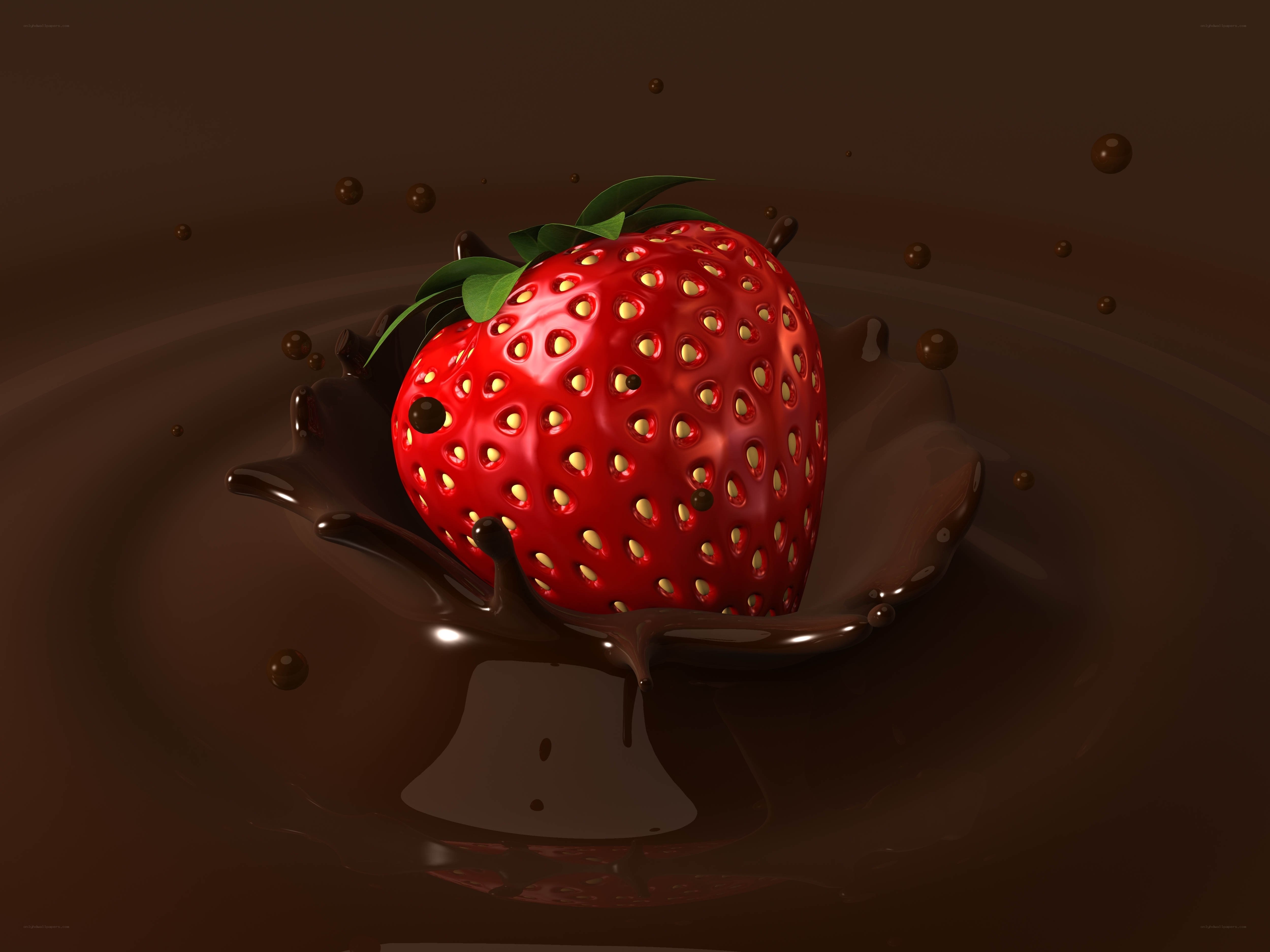 strawberry in chocolate splash