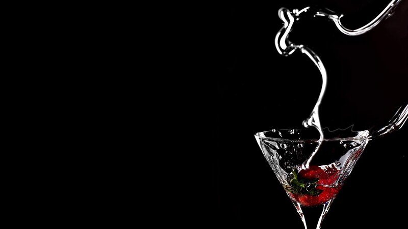 Strawberry in Cocktail Glass — Black