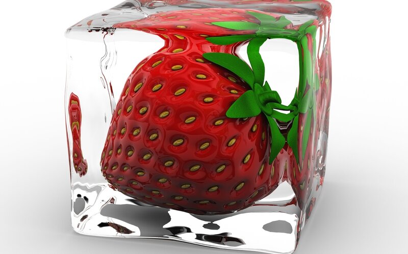 Strawberry in Ice Cube — Red
