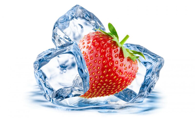 Strawberry in Ice Cubes