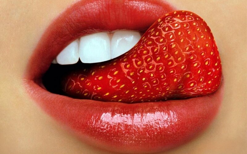 Strawberry in Mouth — Red, Sensual