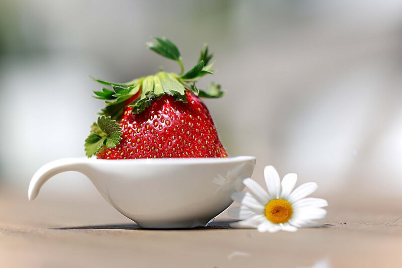 Strawberry in White Bowl