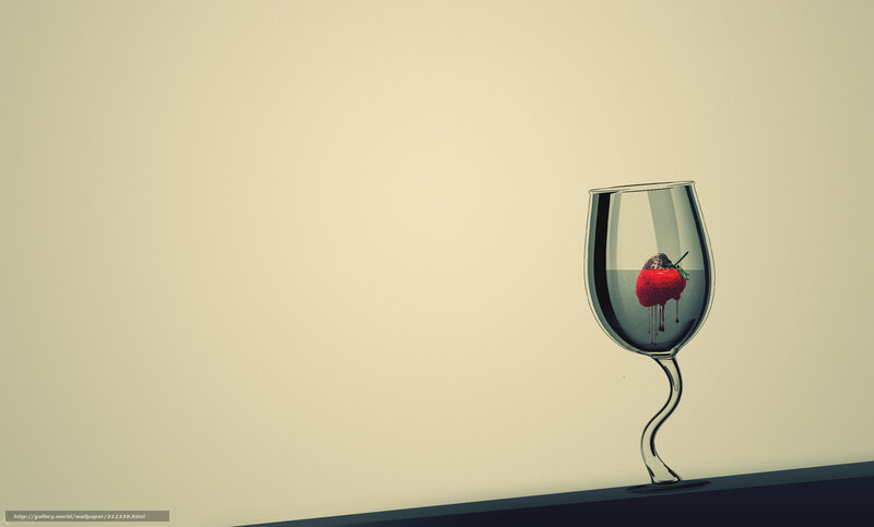 Strawberry in Wine Glass — Beige