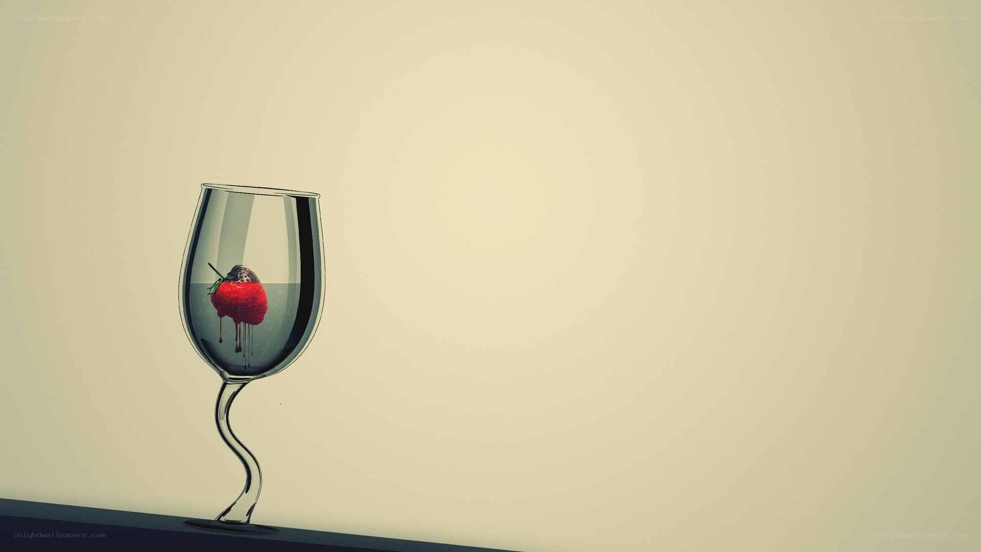 strawberry in wine glass