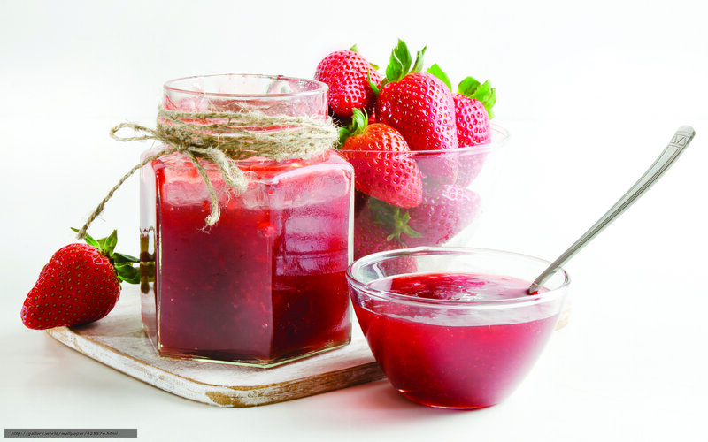 Strawberry Jam and Strawberries — Red, Clean