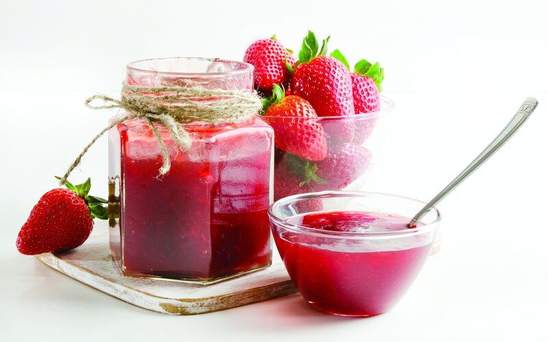 Strawberry Jam and Strawberries — Red