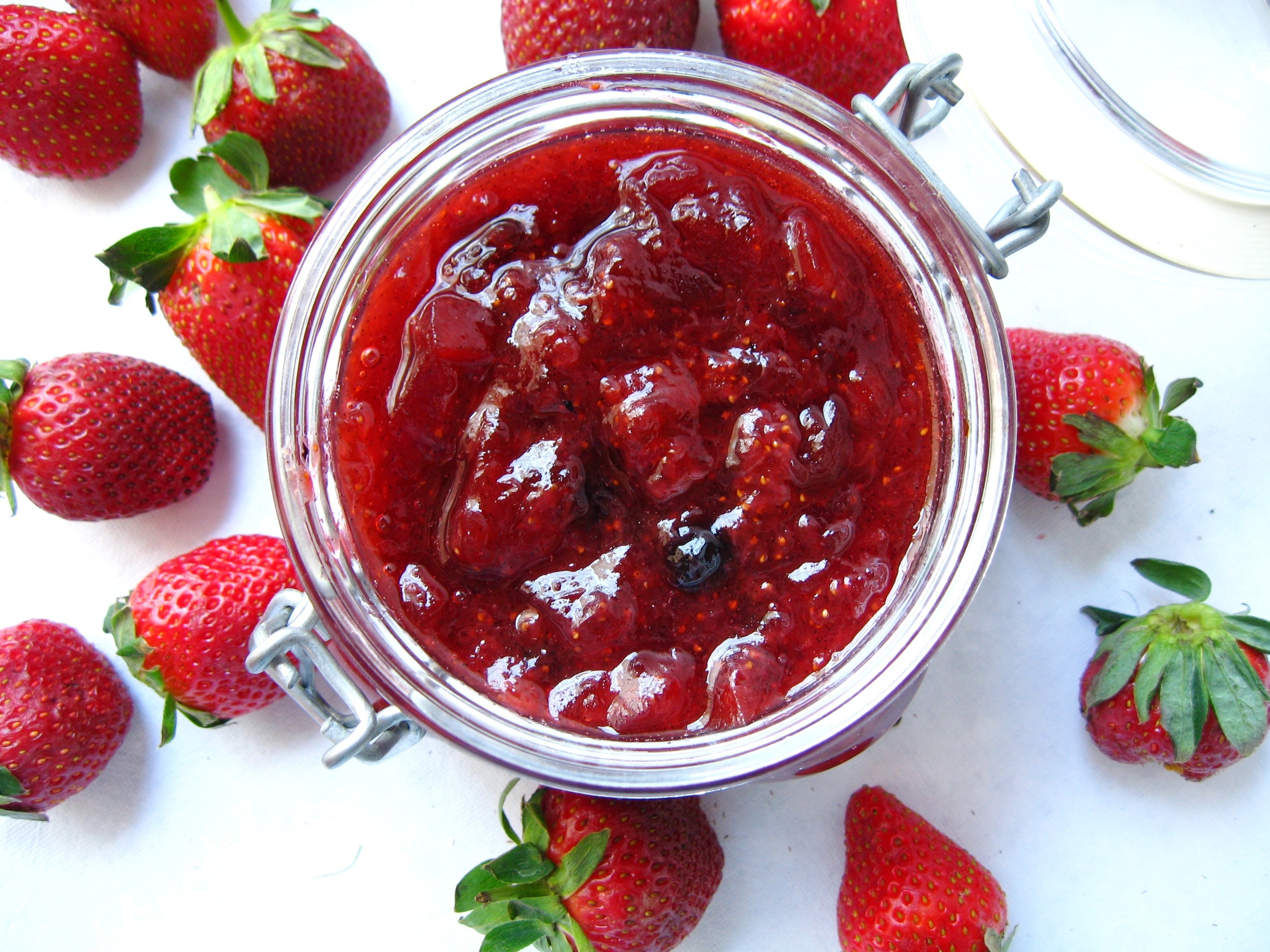 strawberry jam in a jar