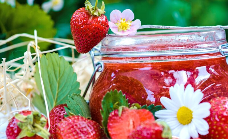 Strawberry Jam in Jar — Red, Fresh, Summer