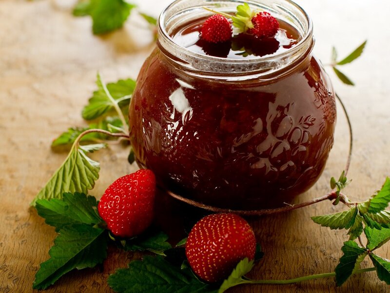 Strawberry Jam in Jar — Red