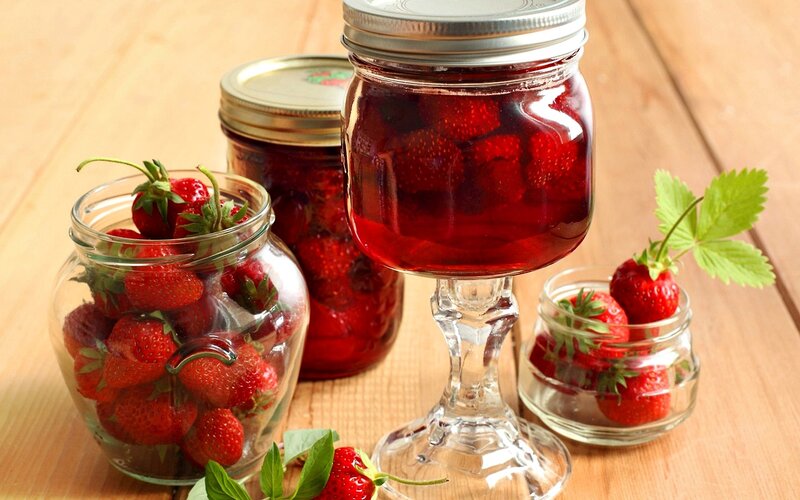 Strawberry Jam in Jars — Red