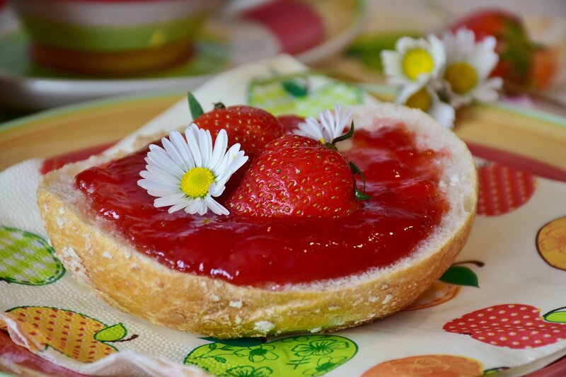 Strawberry Jam on Bread — Red