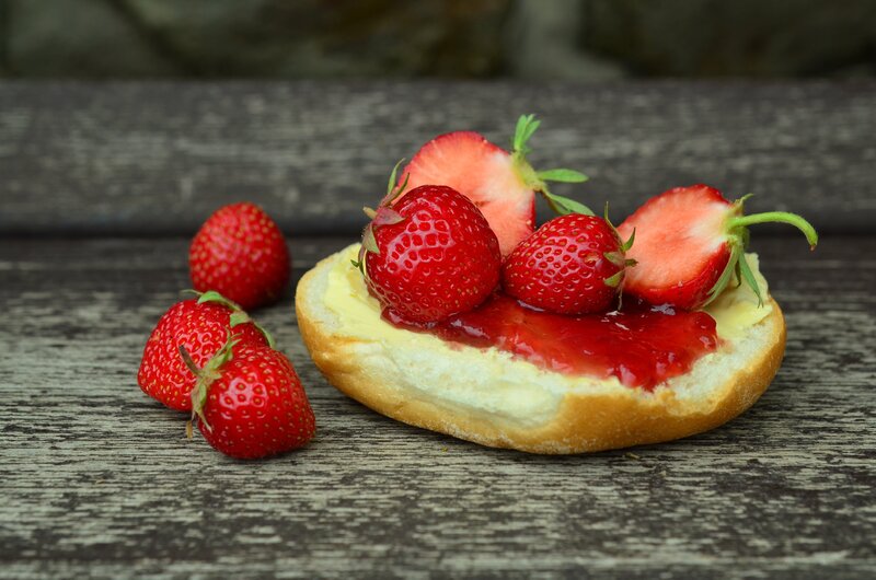 Strawberry jam on bread