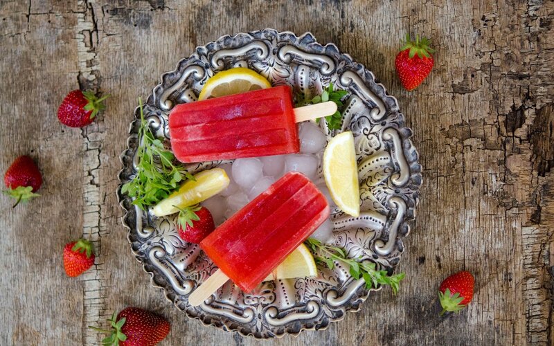 Strawberry Lemon Popsicles — Red, Refreshing