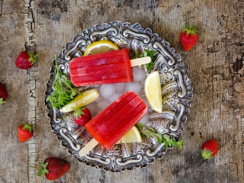 Strawberry Lemon Popsicles — Red