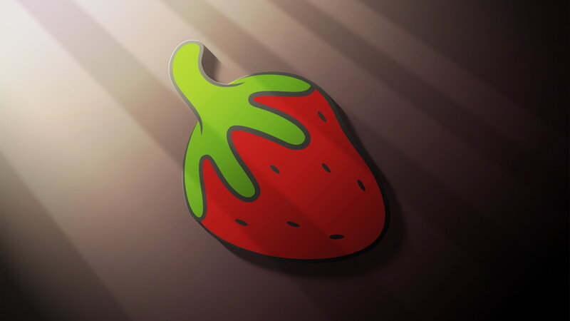 strawberry logo with light rays