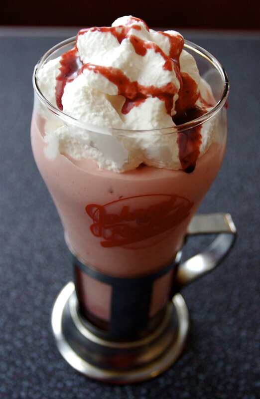 strawberry milkshake with whipped cream