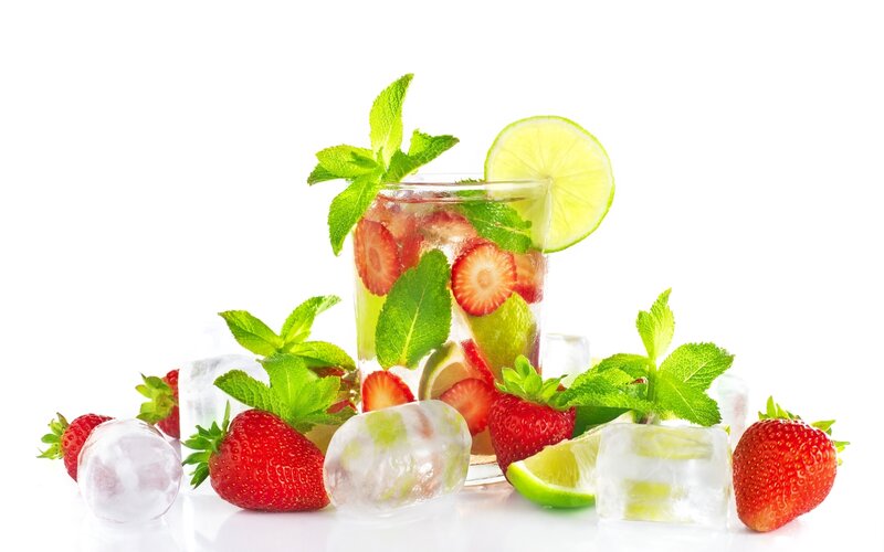 Strawberry Mojito Drink — Red, Refreshing, Photograph