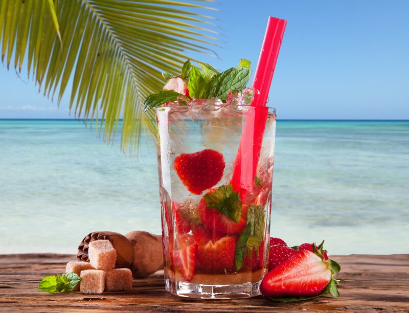 Strawberry Mojito Drink — Red, Tropical