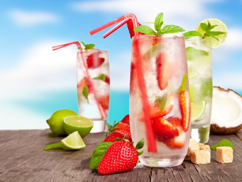 Strawberry Mojitos on Table