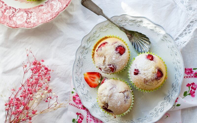 Strawberry Muffins on Plate