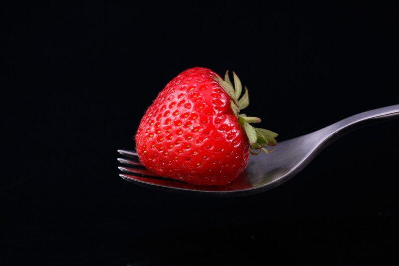 strawberry on a fork