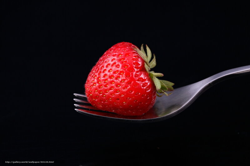 strawberry on a fork